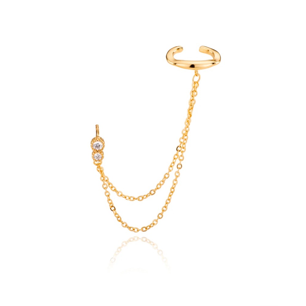 AARIA LONDON SIREN DOUBLE CHAIN CUFF EARRING - GOLD NIB